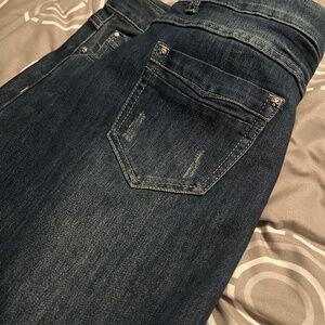 Plus size denim a line skirt